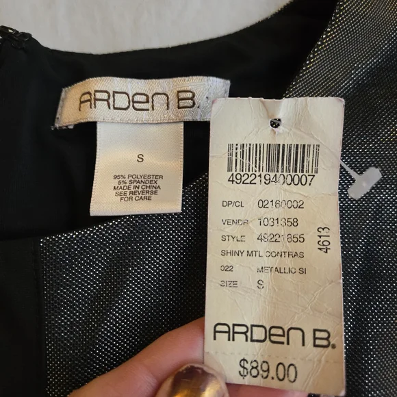 Arden B Metallic 90s Y2K Silver Cutout Black Trim Mini Dress NAT1 - Picture 2 of 11